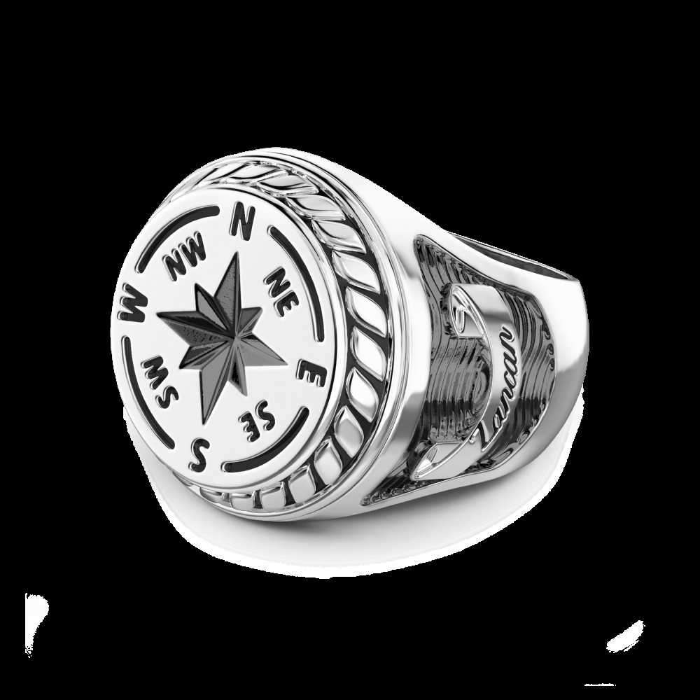 Zancan Anello Zancan in argento con rosa dei venti incisa Convenienza