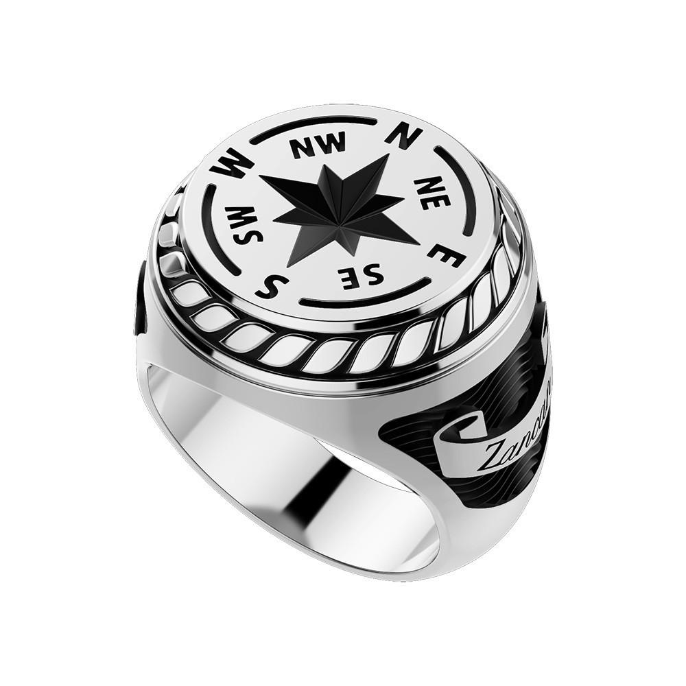 Zancan Anello Zancan in argento con rosa dei venti incisa Convenienza