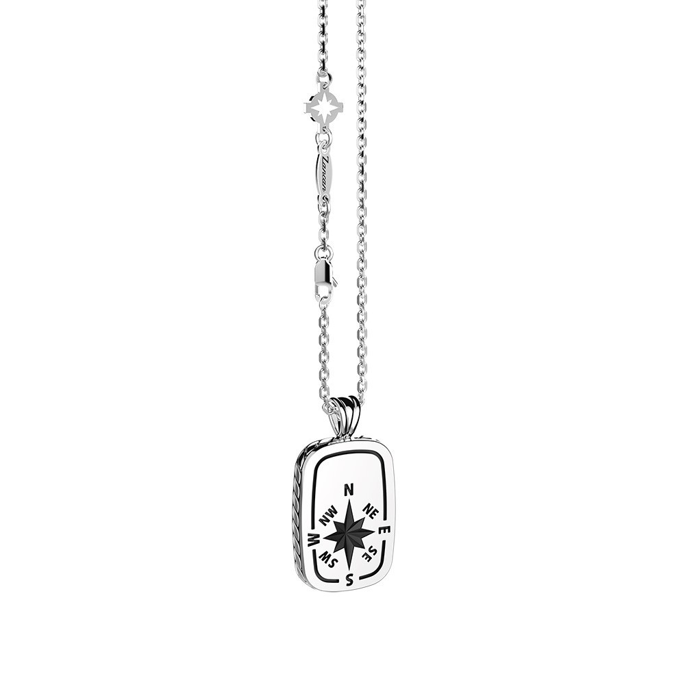 Zancan Collana Zancan in argento con pendente a targa e rosa dei venti Novità