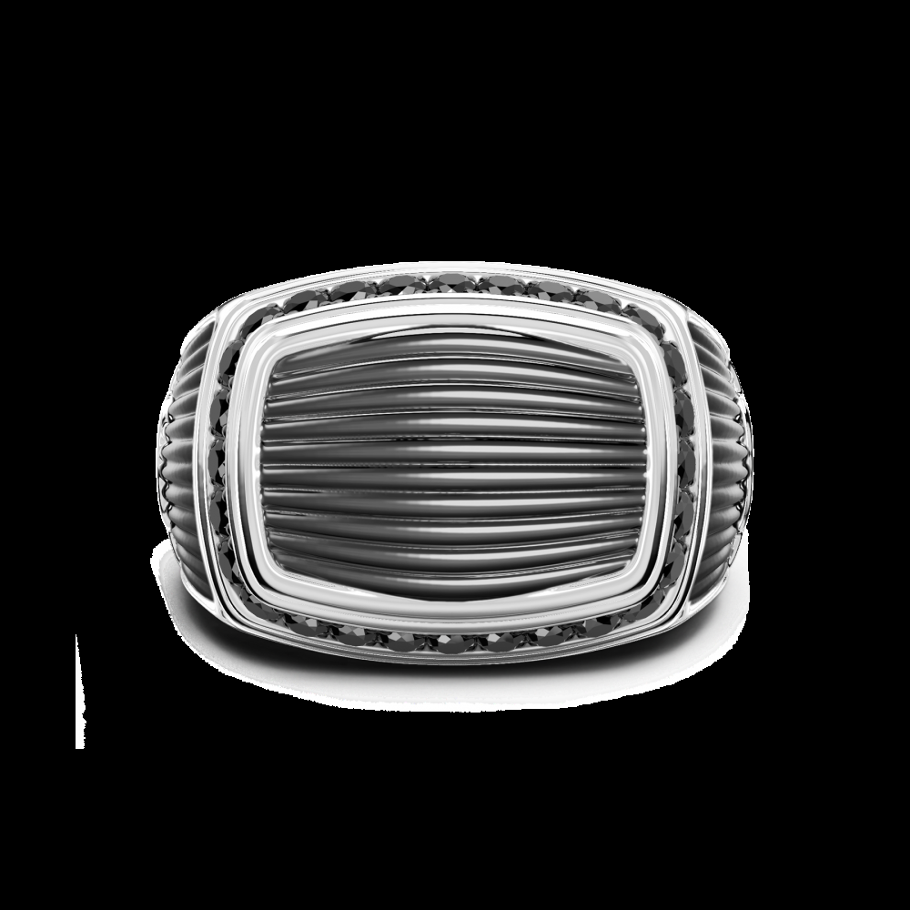 Zancan Anello chevalier Zancan in argento con pietre nere Sconto