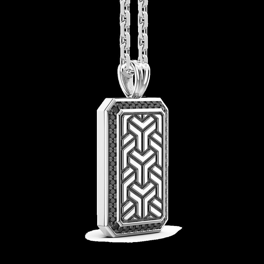 Zancan Collana Zancan in argento con pendente a targa e pietre nere Vendita Calda