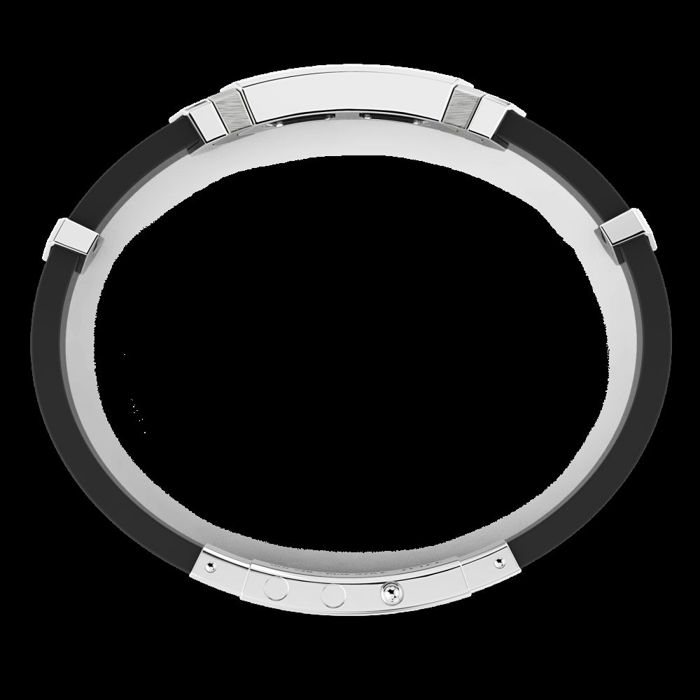 Zancan Bracciale Zancan in argento e silicone nero con targa Saldi Di Fabbrica