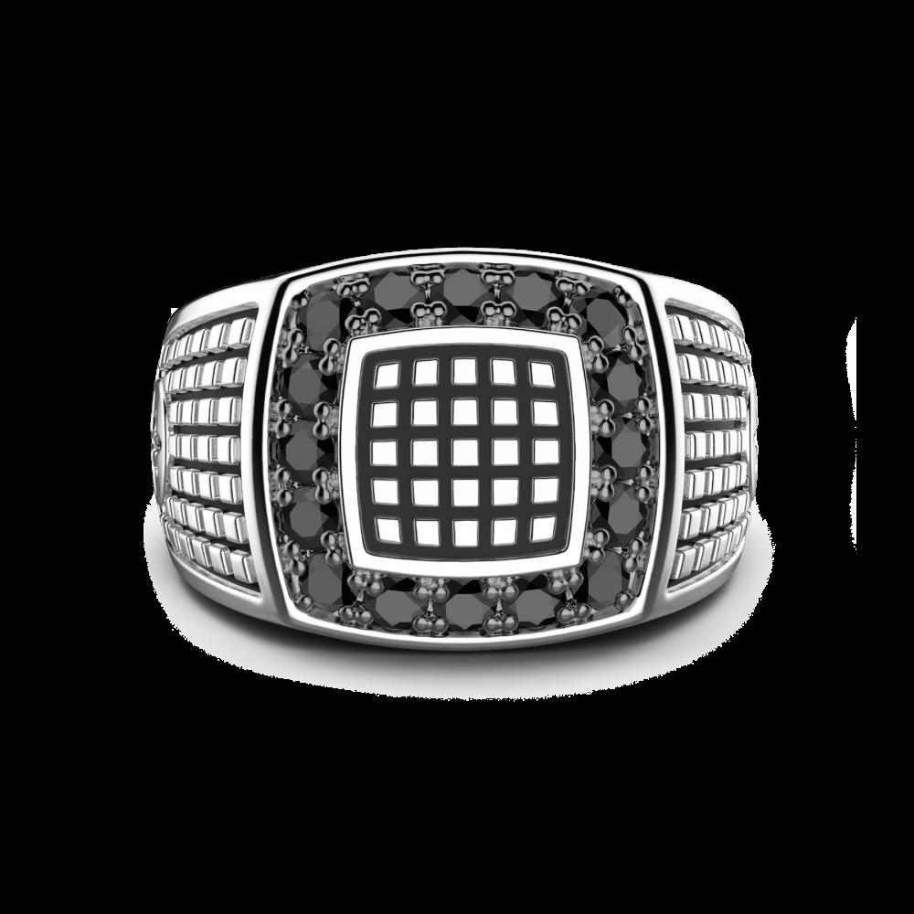 Zancan Anello chevalier Zancan in argento con pietre nere Vendite Flash