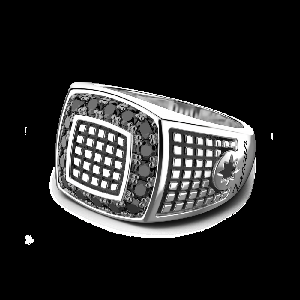 Zancan Anello chevalier Zancan in argento con pietre nere Vendite Flash