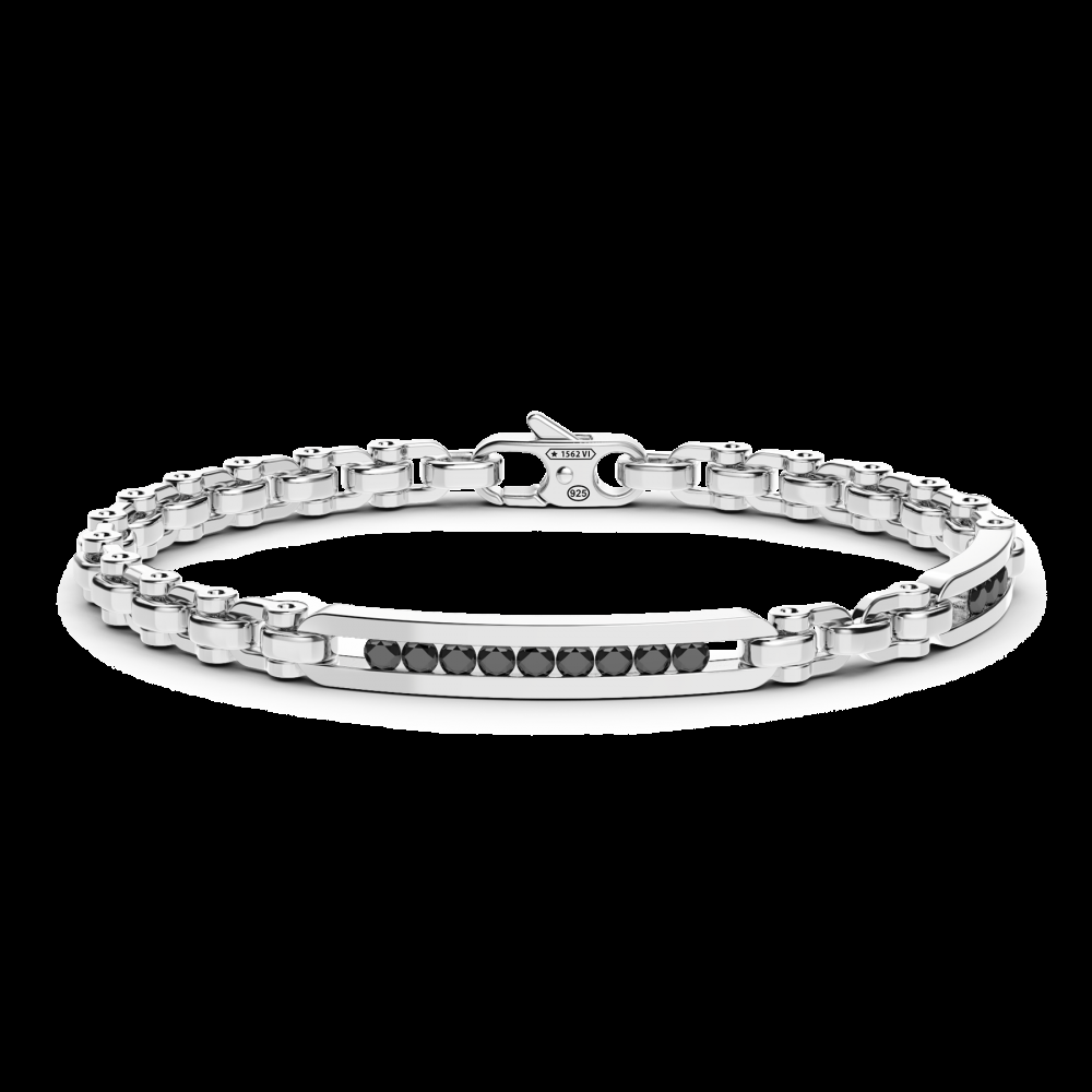 Zancan Bracciale solo maglia Zancan in argento con pietre nere Grande vendita