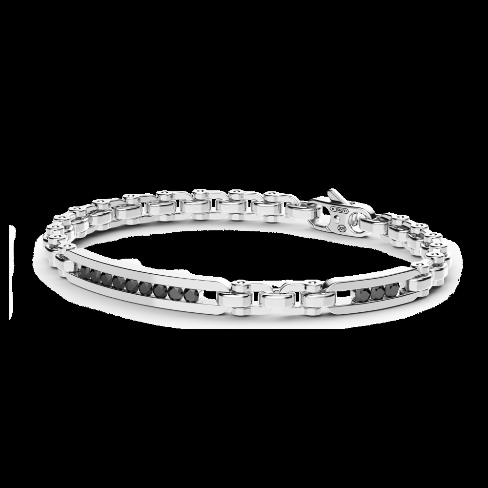 Zancan Bracciale solo maglia Zancan in argento con pietre nere Grande vendita