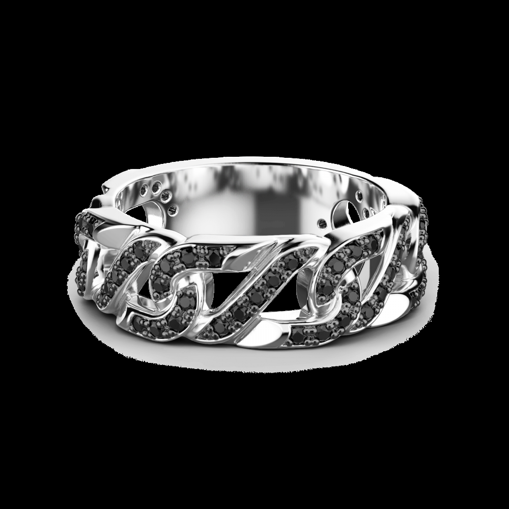 Zancan Anello Zancan in argento a fede con pietre nere