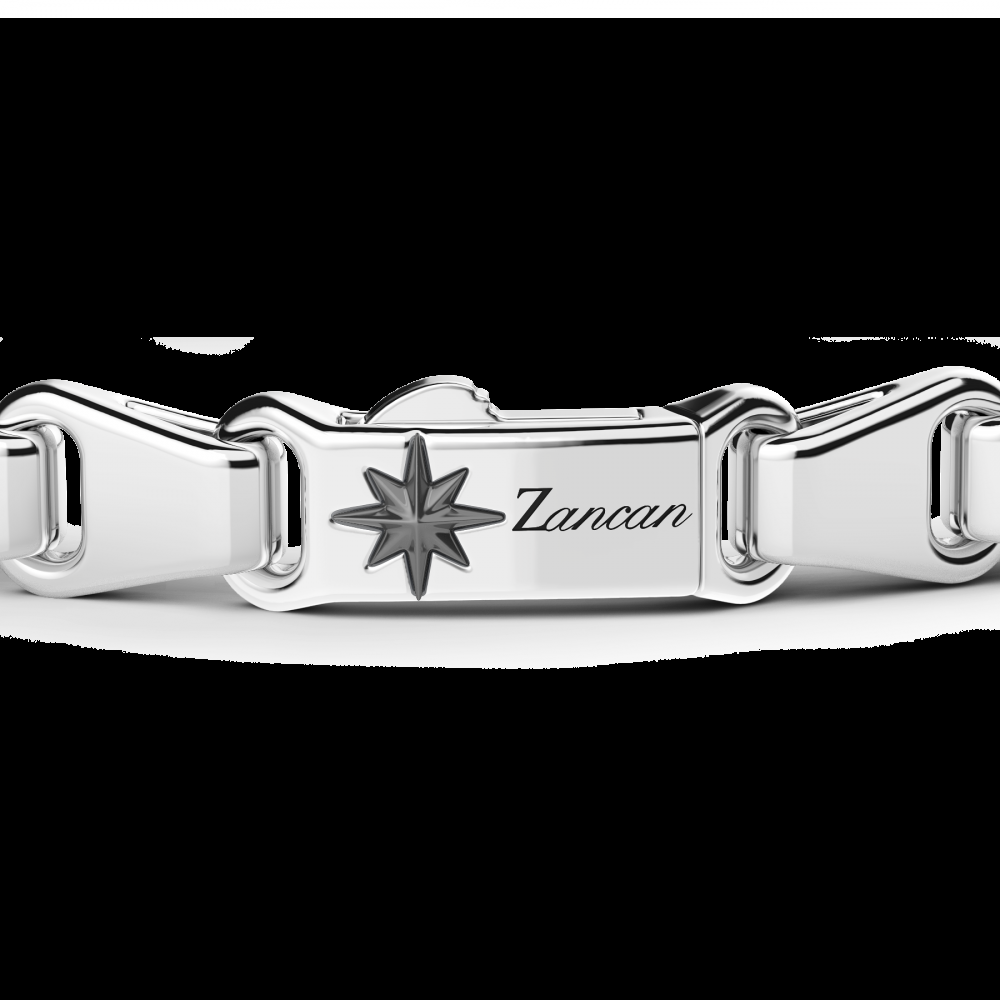 Zancan Bracciale Zancan in argento con targa e pietre nere Black Friday