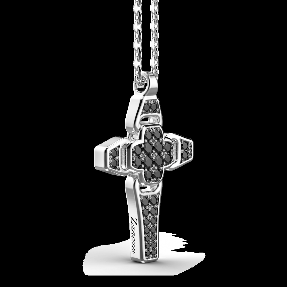 Zancan Collana Zancan in argento con pendente a croce e pietre nere Offerta Anniversario