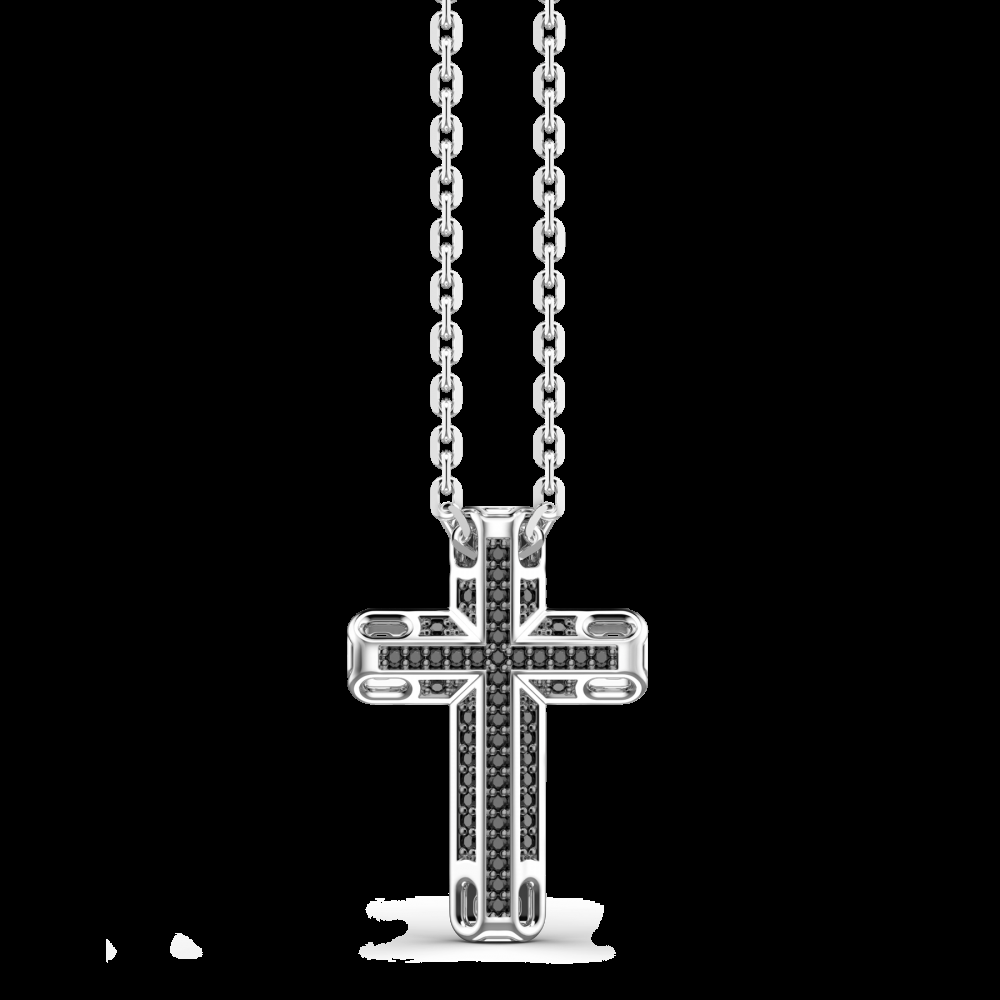 Zancan Collana Zancan in argento con pendente a croce e pietre nere Nuovi prodotti