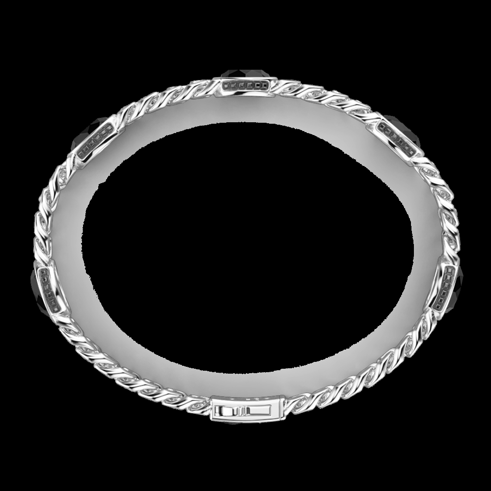Zancan Bracciale a grumetta Zancan in argento con pietre nere Ritorno libero