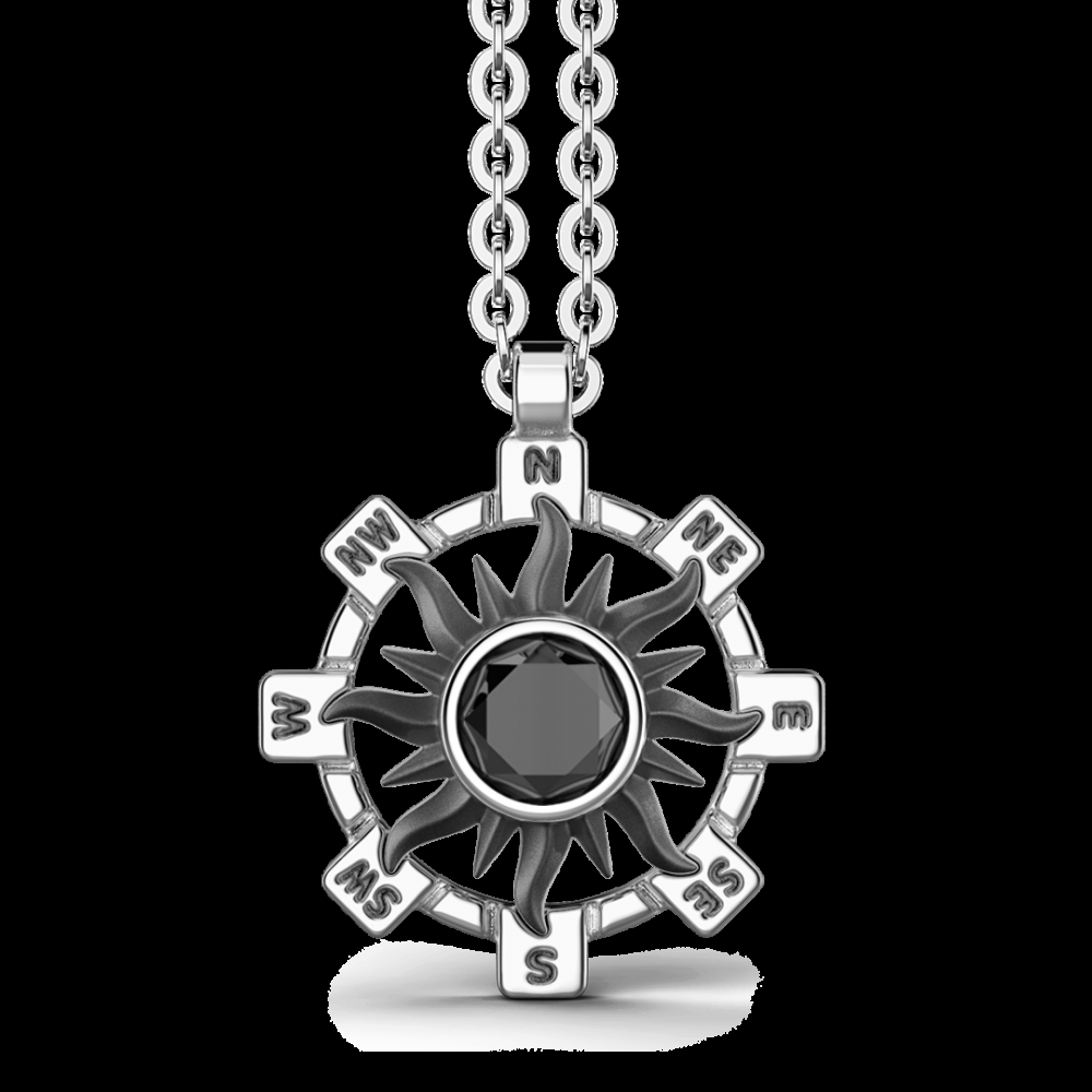 Zancan Collana Zancan in argento con pendente a sole e pietra nera Ultimi due giorni