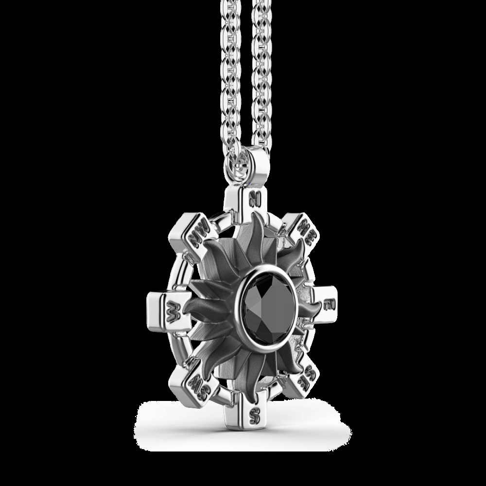 Zancan Collana Zancan in argento con pendente a sole e pietra nera Ultimi due giorni