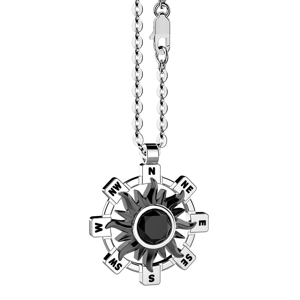 Zancan Collana Zancan in argento con pendente a sole e pietra nera Ultimi due giorni