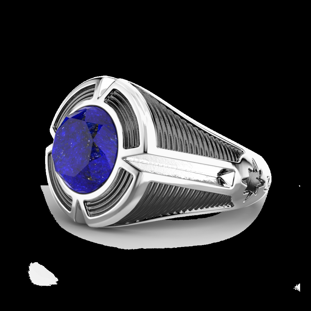 Zancan Anello chevalier Zancan in argento con pietra lapis centrale Fino al 50% di sconto