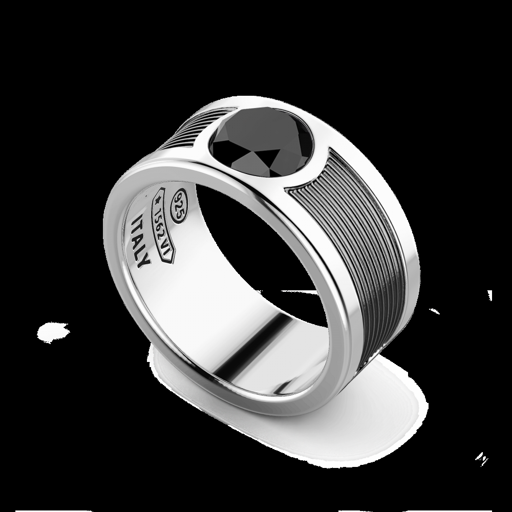 Zancan Anello a fascia Zancan in argento con pietra onice centrale Only for today