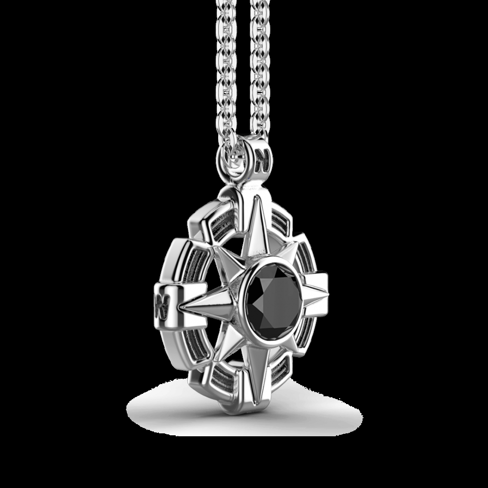 Zancan Collana Zancan in argento con pendente a rosa dei venti e pietra nera Solo un giorno rimasto