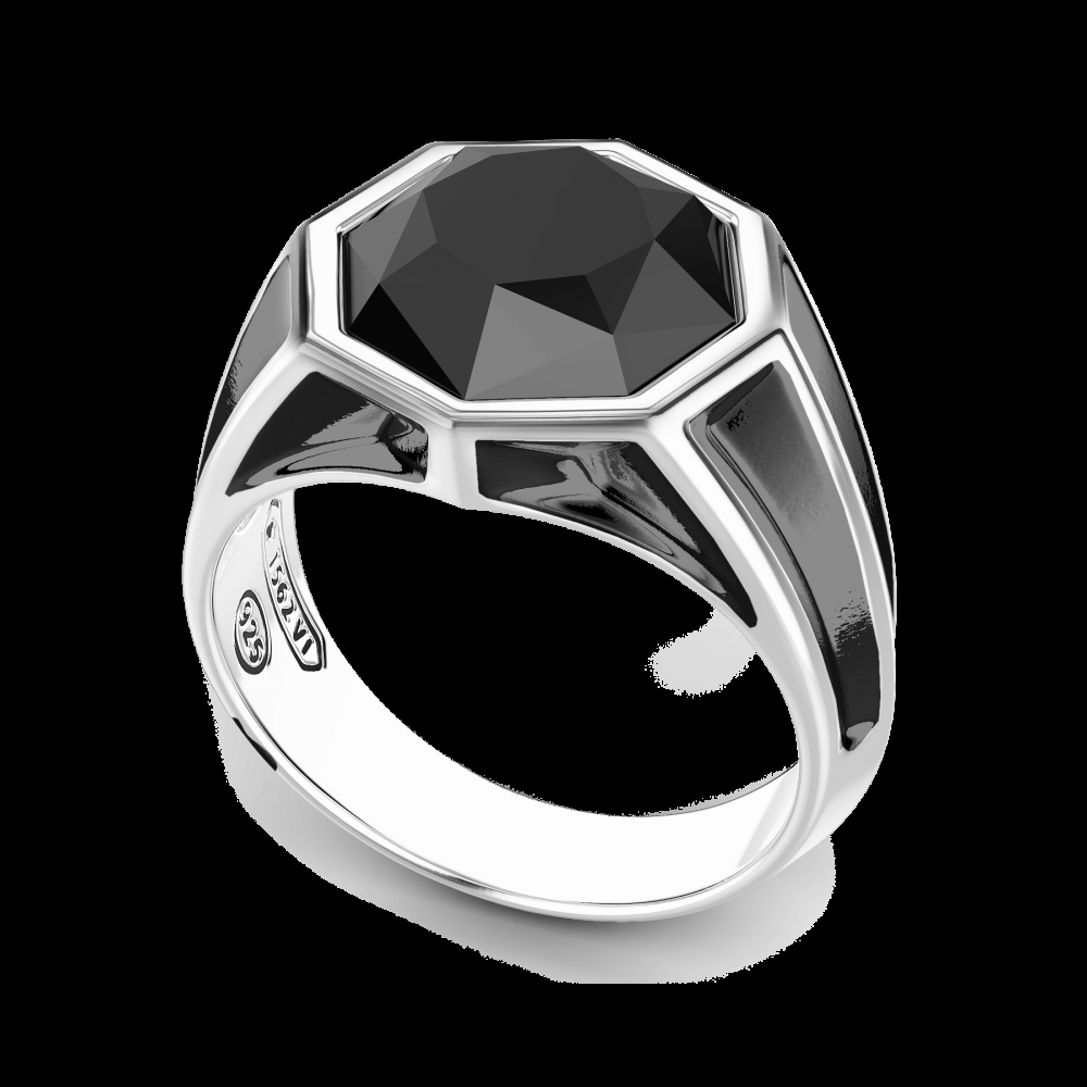 Zancan Anello chevalier Zancan in argento con pietra onice Esporta salva