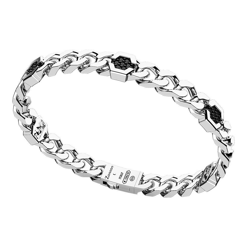 Zancan Bracciale a grumetta Zancan in argento con pietre nere
