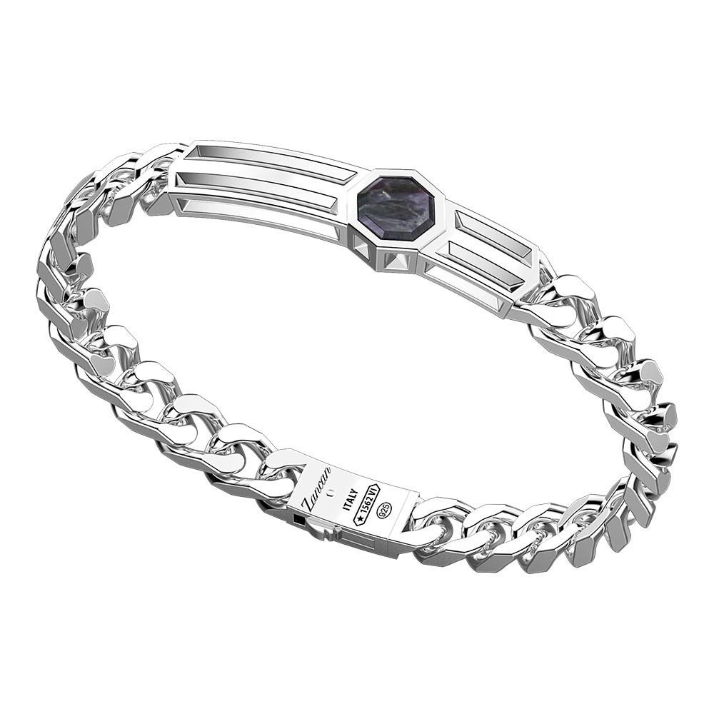 Zancan Bracciale a grumetta Zancan in argento con targa e madreperla