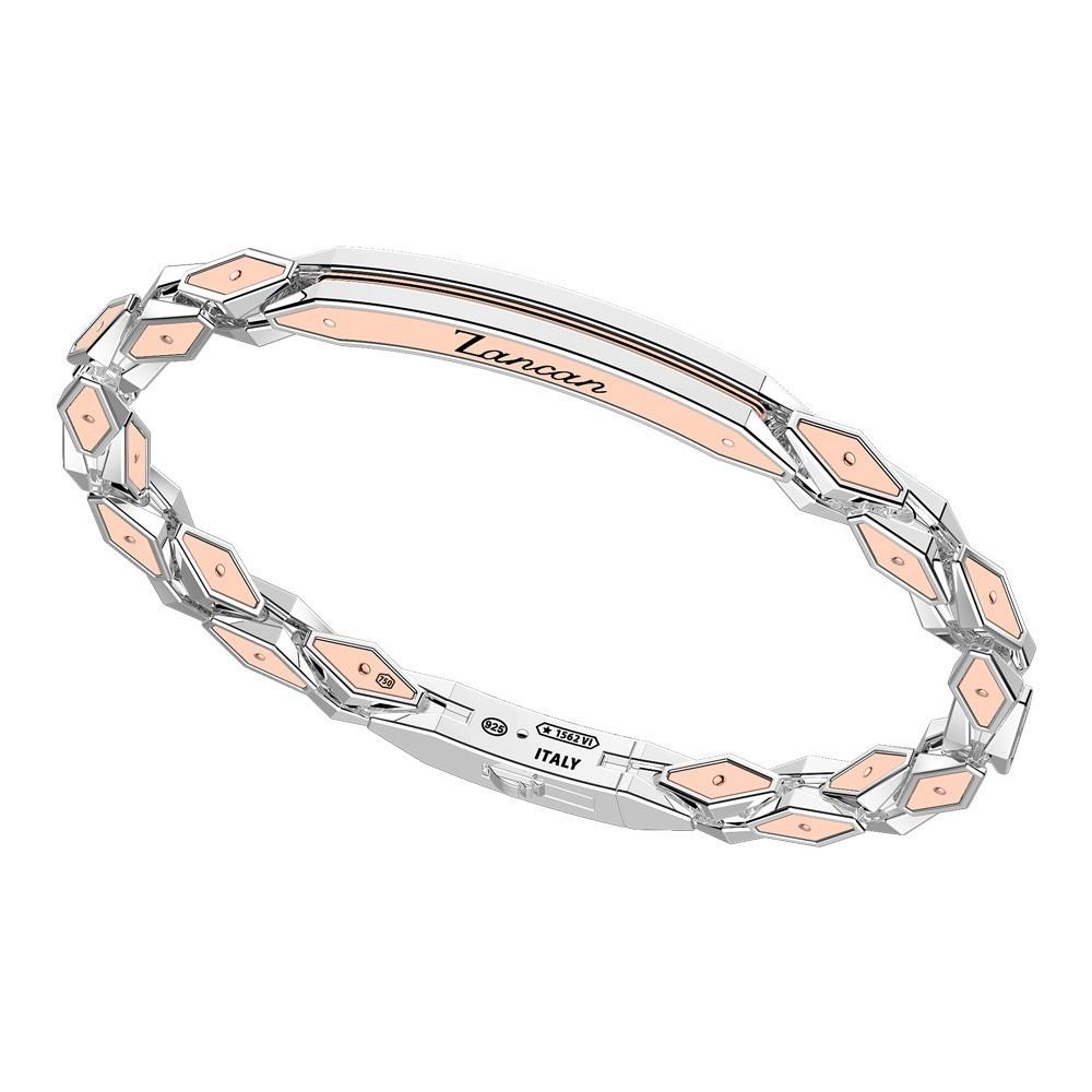 Zancan Bracciale Zancan in oro rosa 18k ed argento con targa Ritorno libero