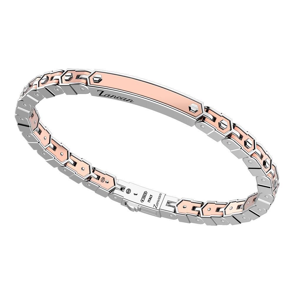Zancan Bracciale Zancan in oro rosa 18k ed argento con targa Fino al 65% di sconto