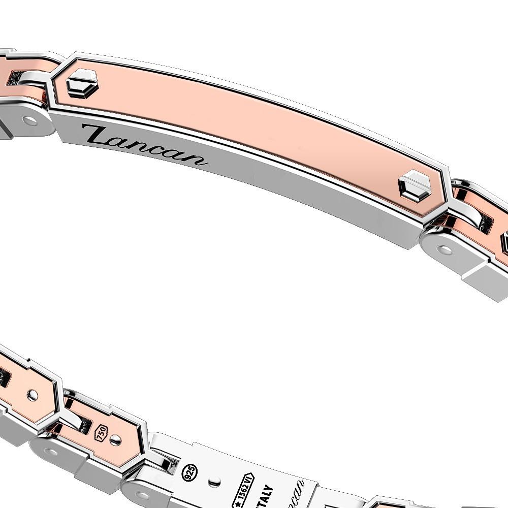Zancan Bracciale Zancan in oro rosa 18k ed argento con targa Fino al 65% di sconto