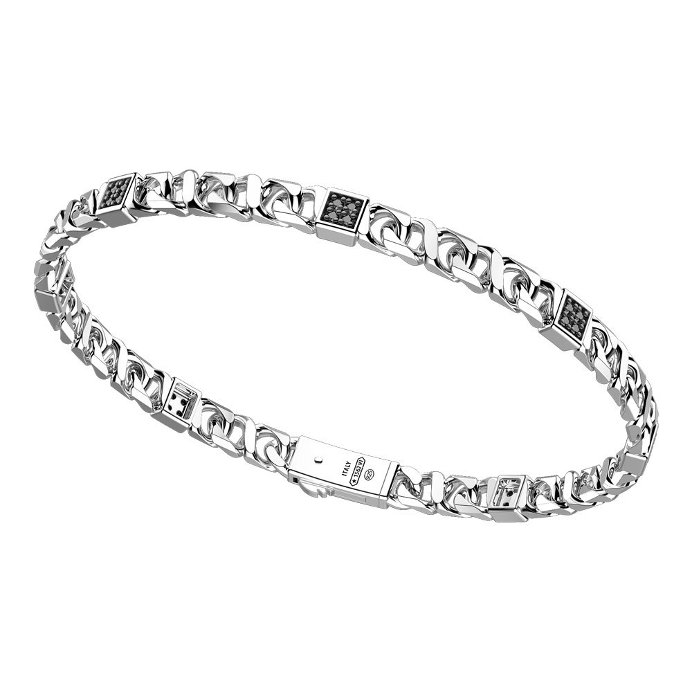 Zancan Bracciale a grumetta Zancan in argento con pietre nere In vendita