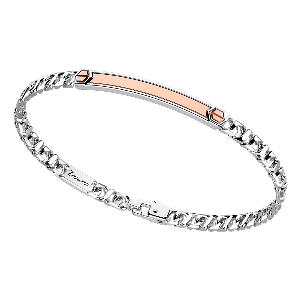 Zancan Bracciale a grumetta Zancan in argento con targa ed inserti in oro rosa 50% di sconto per tempo limitato