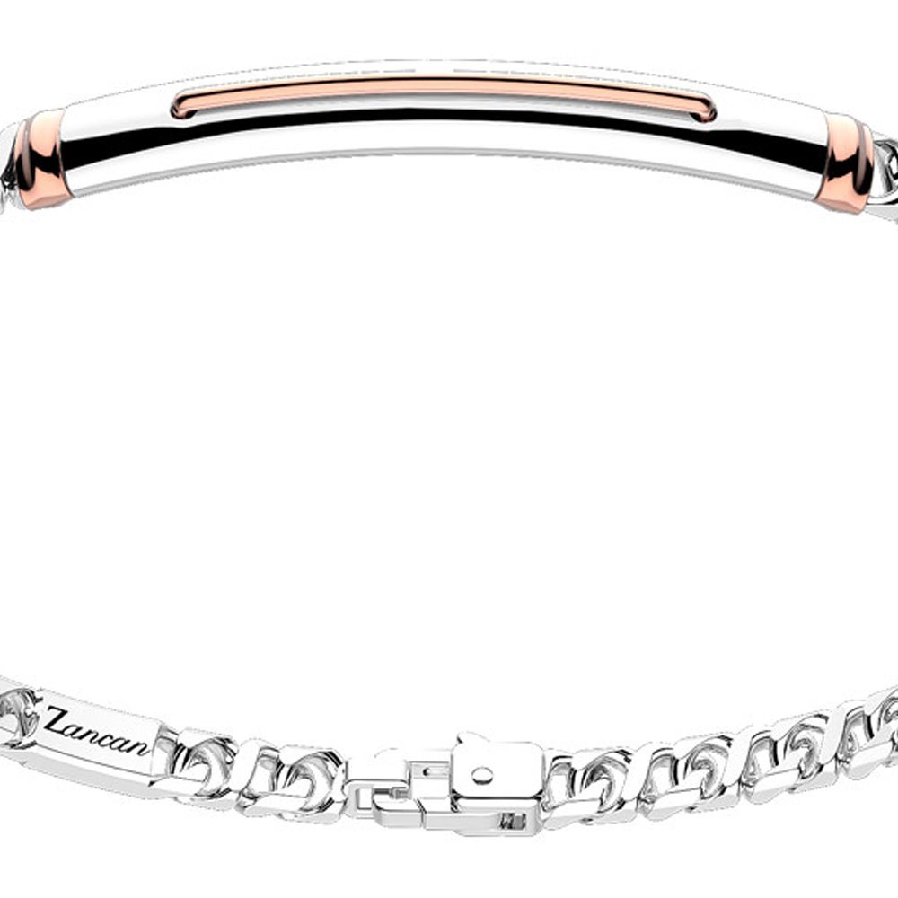 Zancan Bracciale a grumetta Zancan in argento con targa ed inserti in oro rosa Italia