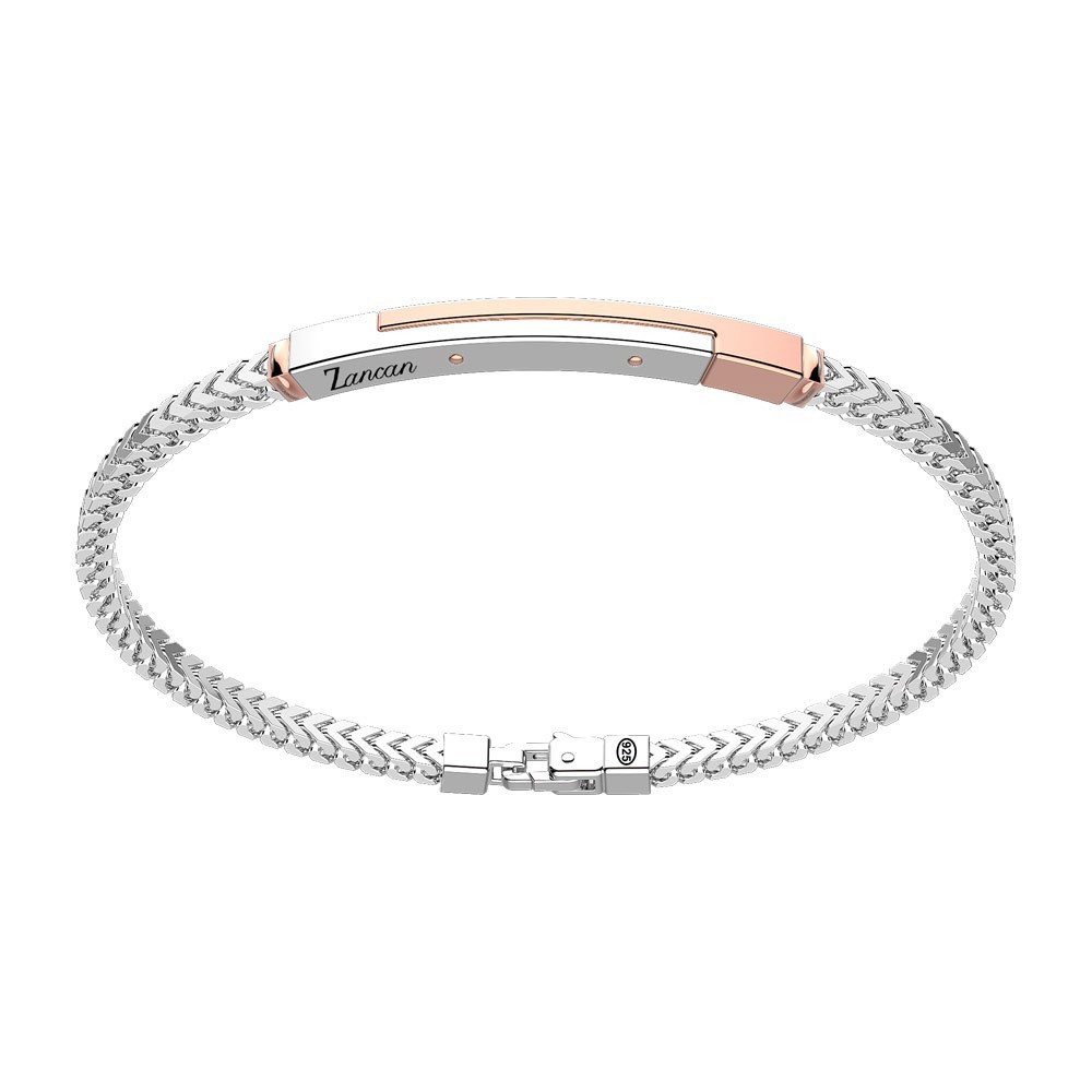Zancan Bracciale Zancan in argento con targa ed inserti in oro rosa Pezzi Unici