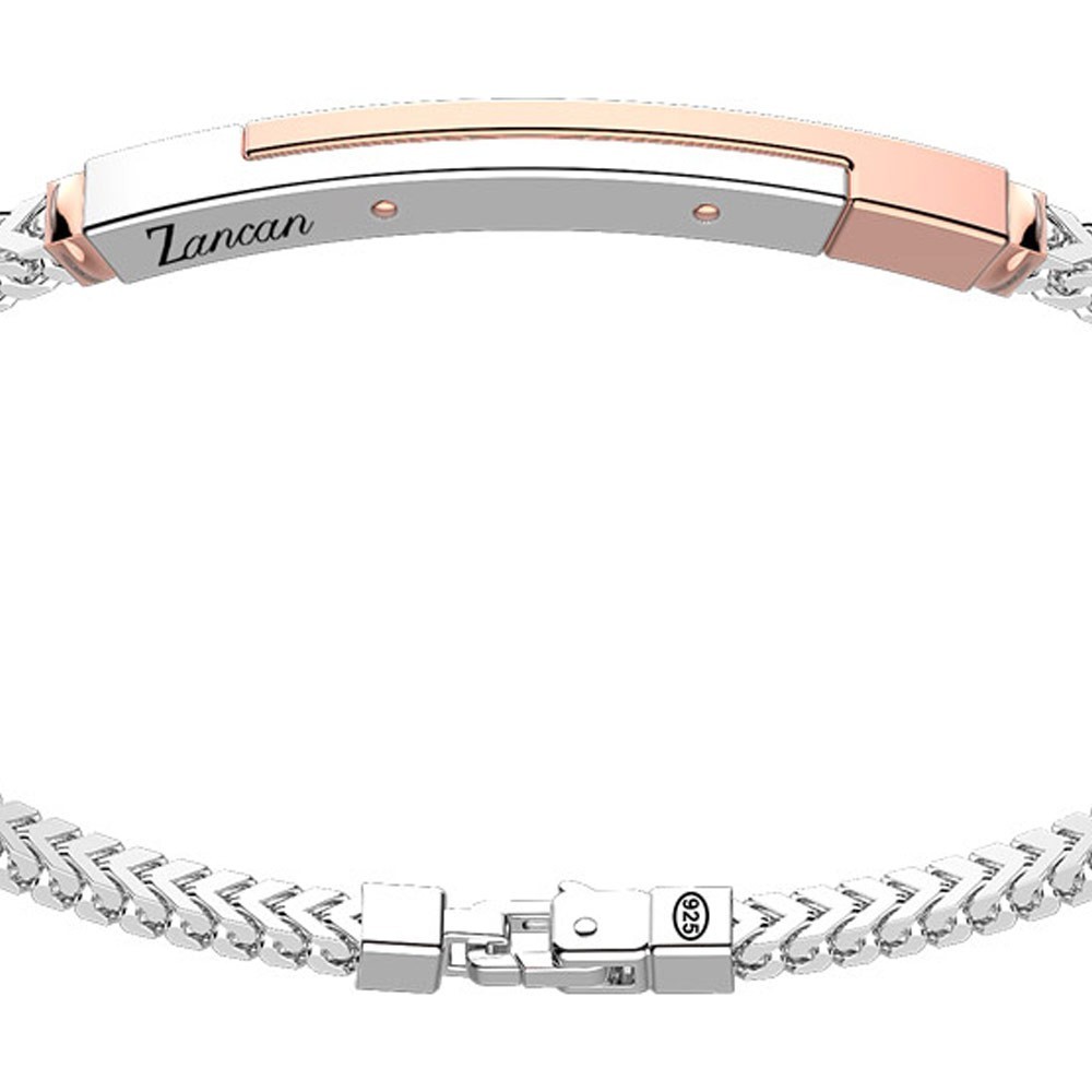 Zancan Bracciale Zancan in argento con targa ed inserti in oro rosa Pezzi Unici